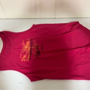 Life Is Good Pink Tank Top with Sunset Design